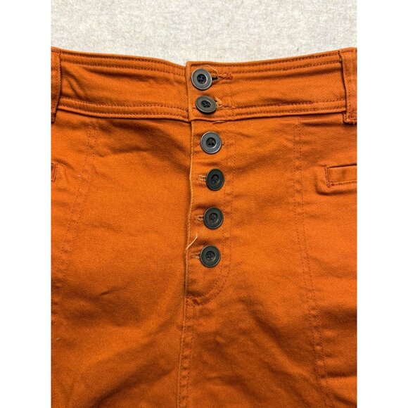 Ava & Viv Orange Button Fly High Rise Plus Size Shorts Khaki Chino Stretch 18 - Picture 2 of 9